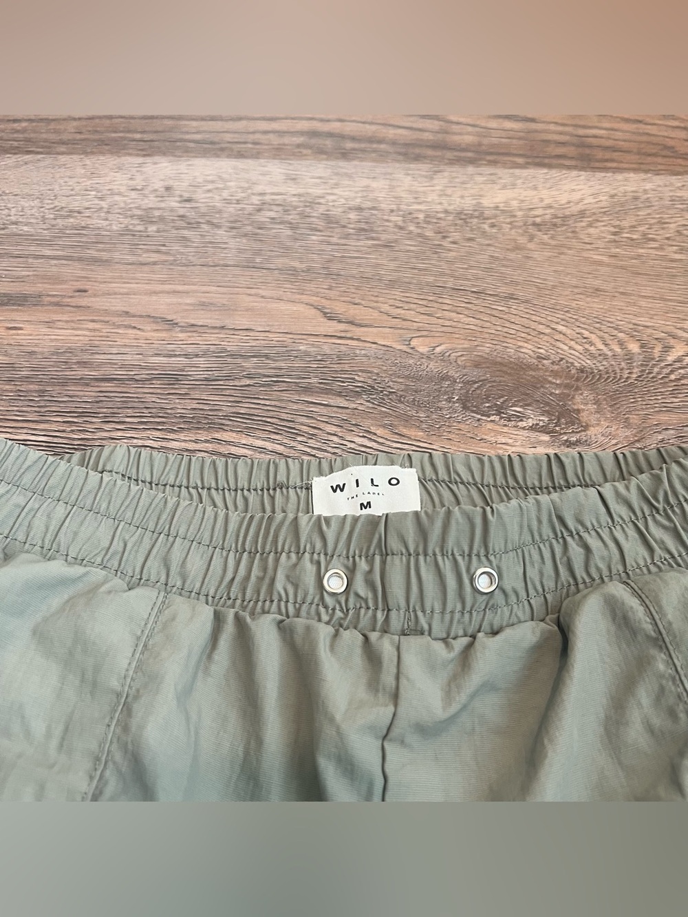 Wilo The Label Nylon Parachute Jogger Pants Olive Green Size Medium Sporty - Picture 4 of 10